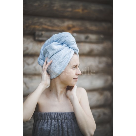 Cotton hair towel Light blue